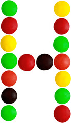 Letter H made out of candy
