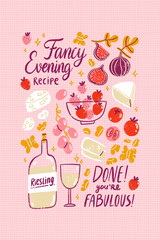 Fancy evening recipe, poster illustration - 573649692