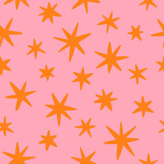 Orange stars on pink background, pattern illustration - 573649822