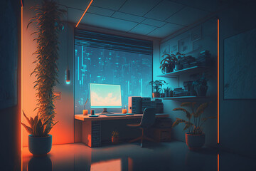 Fototapeta premium In the Living room of an apartment, Generative Ai