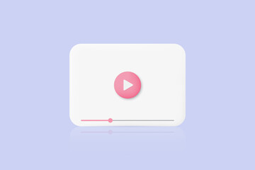 3d icon Video player,Video play button. 3d vector illustration.
