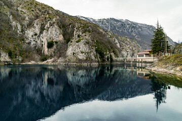 winter mountains peaks, on the Sagittarius Gorges in Abruzzo Region, Italy