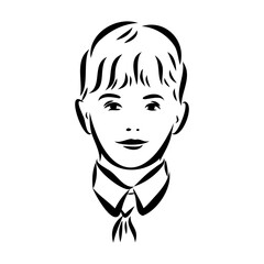 Schoolchildren go to school hand in hand. Sketch.