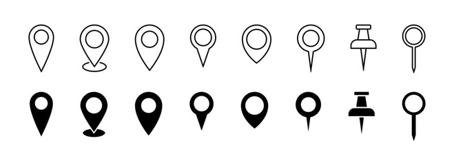 Pin map icon. GPS location pointer collection. Pin place icons collection. EPS 10 - obrazy, fototapety, plakaty