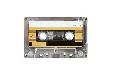 Real vintage audio tape cassette isolated - 573653027