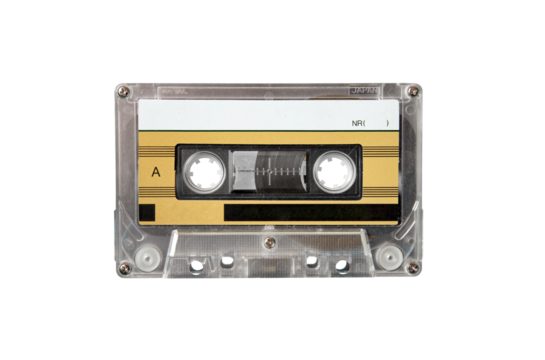 Real vintage audio tape cassette isolated