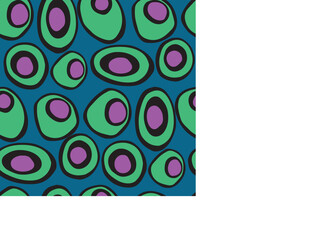 Space Olives™ on Purple and Green Circles on Teal Background