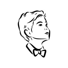 Schoolchildren go to school hand in hand. Sketch.