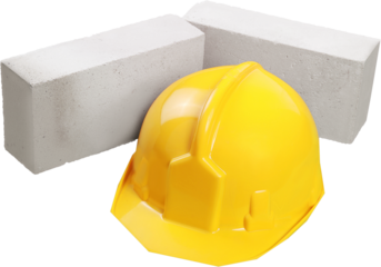 Bricks And Safety Helmet - Isolated