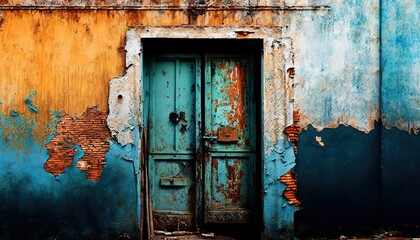 rusted metal door of old container, idea for abstract background , Generative Ai