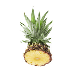 Fresh ripe half pineapple isolated on white background