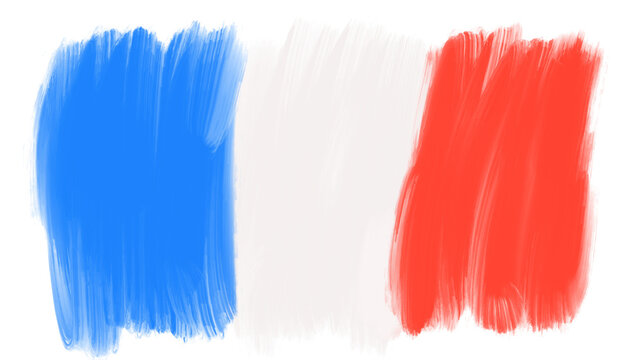 France flag colors brushstrokes french painting background title cover - PNG image with transparent background
