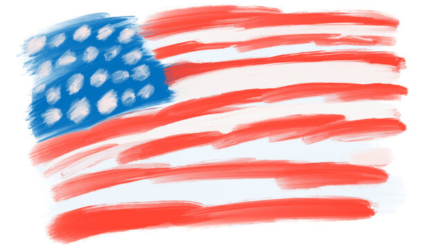 American flag colors brushstrokes US painting background title cover - PNG image with transparent background