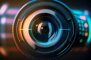 Fototapeta na wymiar Stylized video camera lens. Generative AI