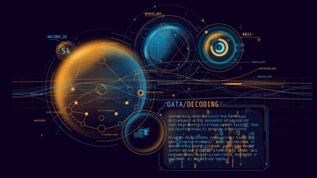 Animated infographics on the theme of data security and decoding.