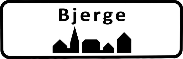 City sign of Bjerge - Bjerge Byskilt