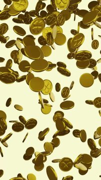 Falling gold coins Saint Patrick Day 3d render vertical animation
