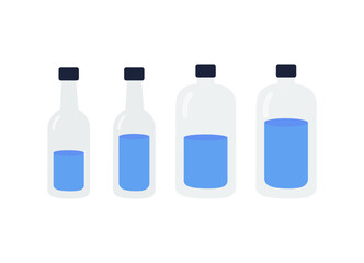 Set of water bottles. Flat vector design illustration.