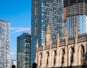 St Georges Church with Beetham Tower at Manchester UK