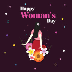 Happy woman's day social media post design with lovely flowers