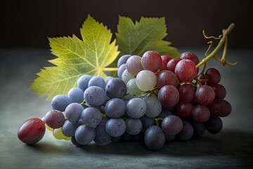 Fototapeta premium Grapes as a visual representation. Grapes were a special treat that a friend of mine picked up for my son at the antiques market. The child developed normally in my presence. Having a balance of sweet