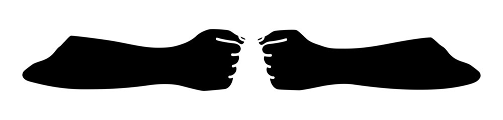 Fist bumping banner hand drawn black silhouette