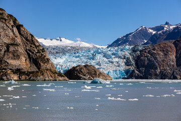The South Sawyer glacier near Juneau, Alaska, located within Tracy Arm Fjord.