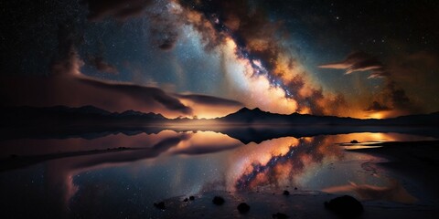Nightsky with milkyway. Generative AI.
