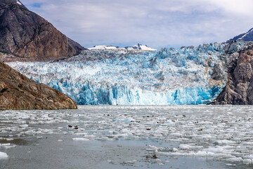 The South Sawyer glacier near Juneau, Alaska, located within Tracy Arm Fjord.