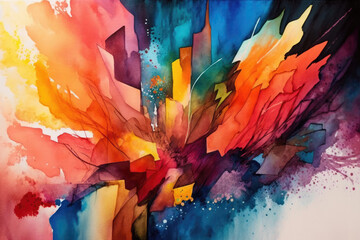 Abstract colorful painted Watercolor Background generative ai