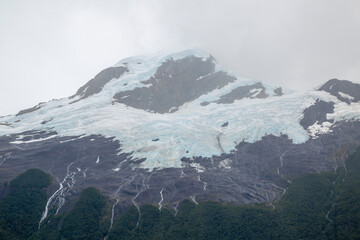 Mountain landscape with ice and snow in glacier in Patagonia, Argentina. Ice and rocks texture