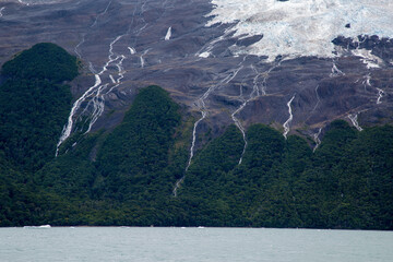 Mountain landscape with ice and snow in glacier in Patagonia, Argentina. Ice and rocks texture