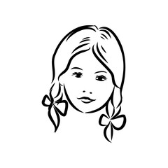 Schoolchildren go to school hand in hand. Sketch.