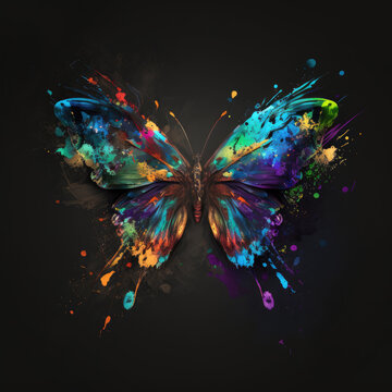 Colorful butterfly illustration on dark background