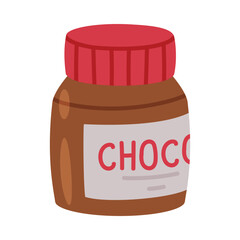 Chocolate Paste or Spread in Jar with Label for Breakfast Vector Illustration