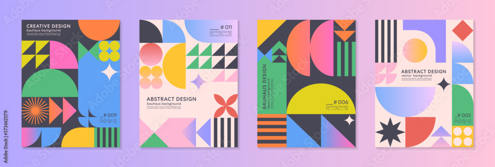Wall mural abstract bauhaus geometric pattern backgrounds with copy space for text.trendy minimalist geometric 