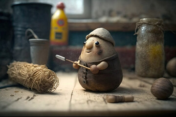 A Potato Working It's Day Job made with generative ai