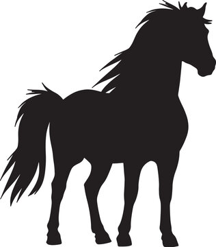 The silhouette of a horse. Black and white illustration for tattoo or logo