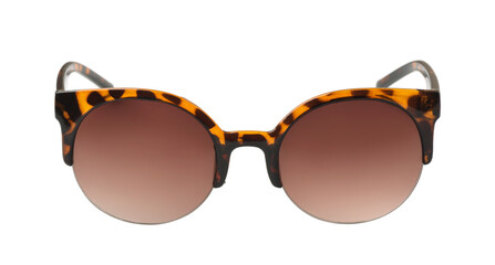 Front view of spotted brown framed sunglasses
