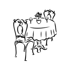 Street cafe in old town vector illustration