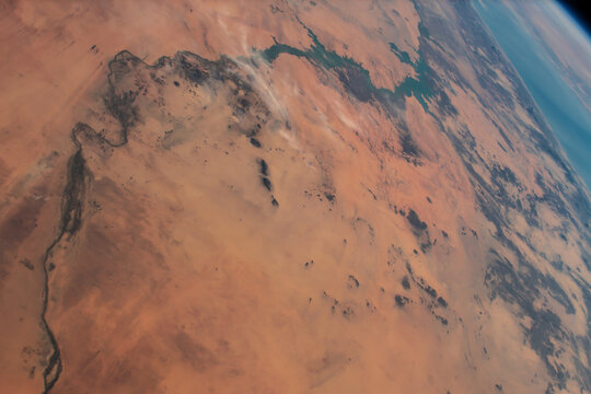 The Nile River, The Red Sea, The Gulf of Oman, The Gulf of Aqaba, and The Mediterranean Sea. Elements of this image furnished by NASA. Selective focus included.