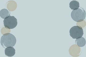 Watercolor circles in pastel colors on a light blue background on both sides.