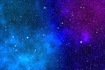 Starry night image with the blue and purple galaxy in the cosmic space.