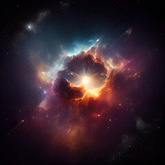 Fototapeta na wymiar Explosive Cosmos: A Dazzling Display of Light and Color