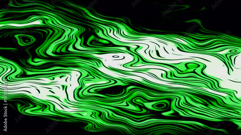 Poster blurry pools of paint. motion. orange and green blob made in 3d format that shine and shimmer.