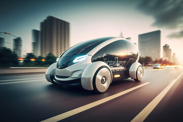 Obraz na płótnie Canvas futuristic eco-friendly electric green energy car automobile, generative ai