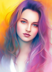 Fototapeta premium Painting of a beautiful woman's face, Portrait of a beautiful woman.