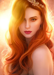 Fototapeta premium Painting of the face of a beautiful woman, Portrait of a beautiful woman.