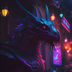 Dragon on night Street