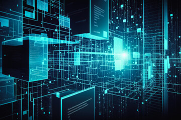 Fototapeta premium Technology tech data background, connect network abstract generative ai